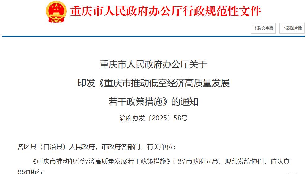 重慶加入！多省市真金白銀支持低空經(jīng)濟